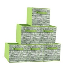 Storage Cubes, 11-inch Cube Storage Bin, 6 Sets Foldable Fabric Matcha Green