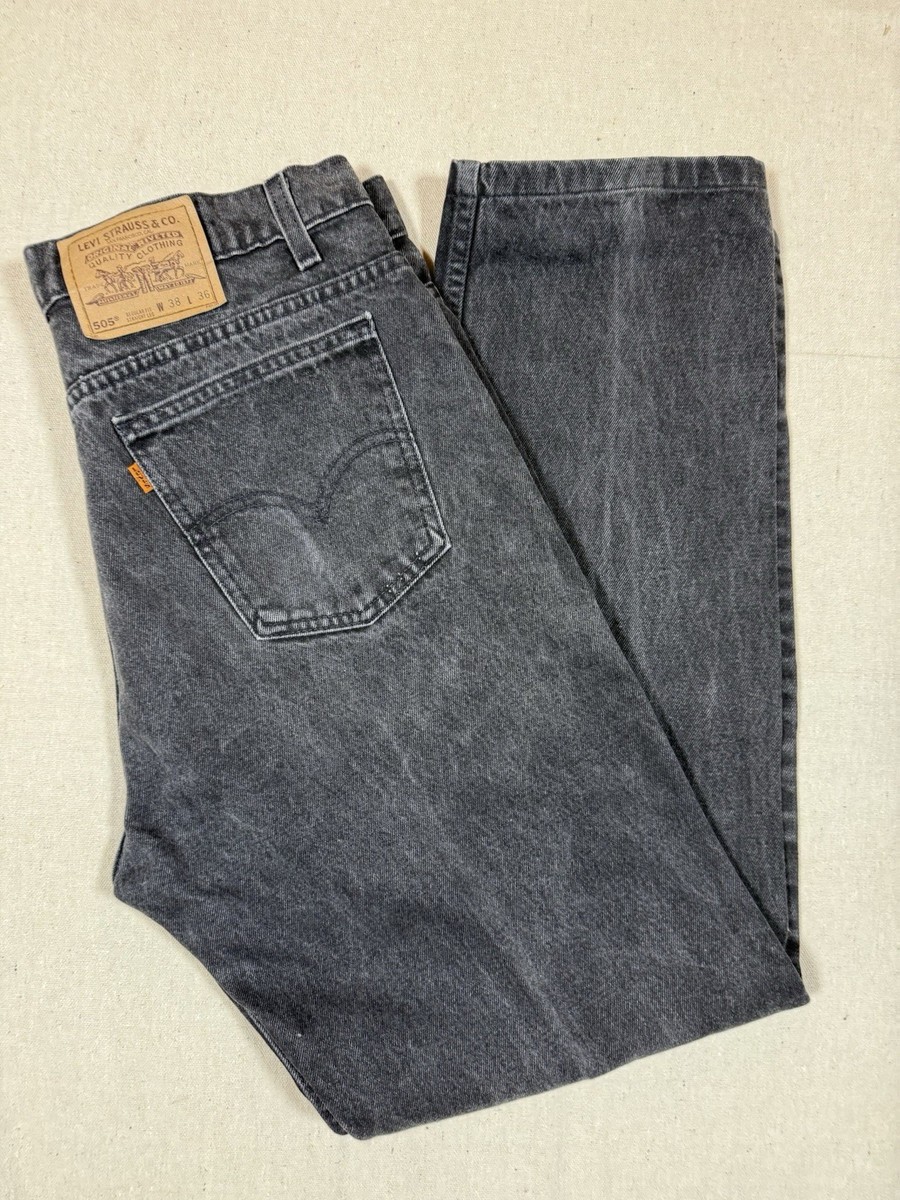 Vintage 90s Levis 505 Jeans Mens Black Orange Tab USA Made Fits