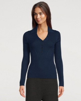 NWT NAADAM New Diamond Navy Silk and Wool Pullover Size Small 