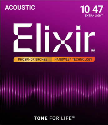 Elixir 16002 Phosphor Bronze Acoustic Guitar Strings with NANOWEB. Extra Light 1