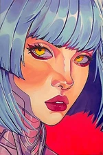 Cyberpunk Ethereal Girl Acrylic Painting On Canvas Medium