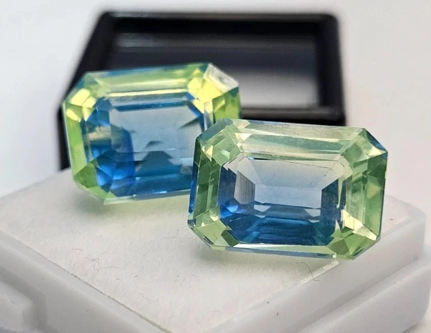 Par de pedras preciosas naturais com certificação EGL corte esmeralda safira Pitambari 23-25 quilates - Imagem 4 de 4
