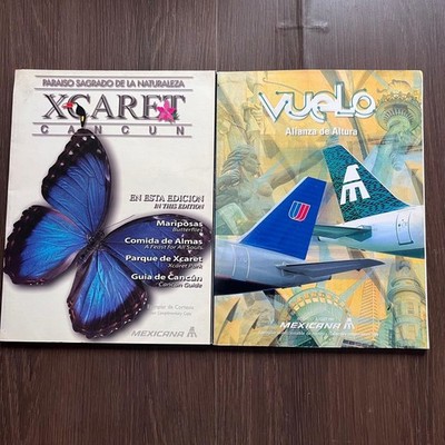 Mexicana Airlines in-flight magazine set Cancun tourism Xcaret Vuelo 2-volume