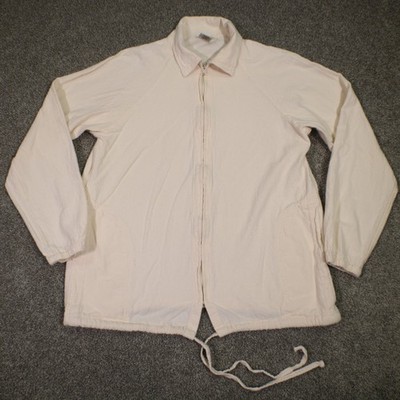 Aries & Taurus Drawstrings Jacket Mens Large Ivory Waist Drawstring Full Zip USA