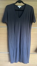 The White Company Size 8 10 Charcoal Grey T Shirt Dress V Neck Short Sleeve BH6