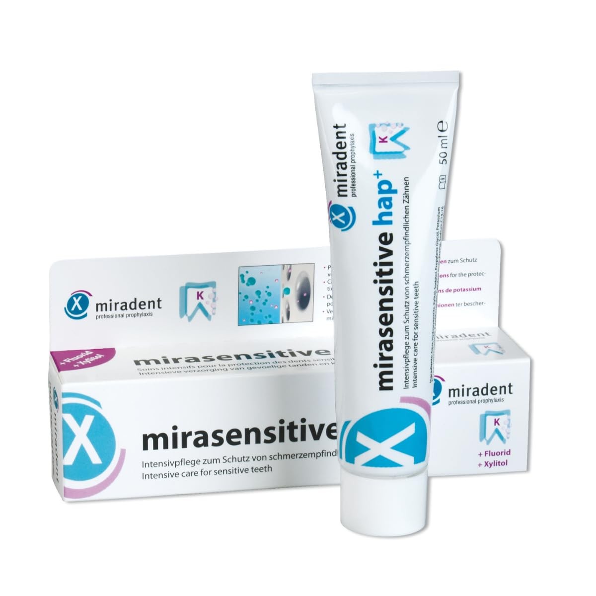 Dentifrice Mirasensitive hap+ gel 50 ml pour dents sensibles et soin intensif de l'émail