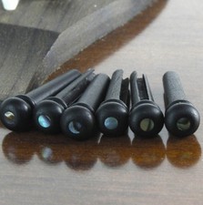 For Acoustic Guitar Ebony Guitar Bridge Pins String Pegs With Abalone Dot 6Pcs