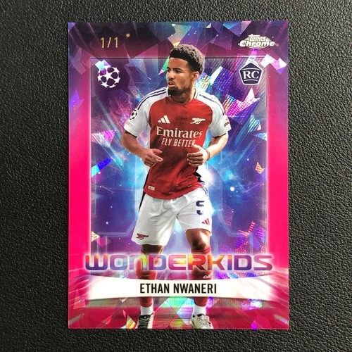 2024-25 Topps Chrome Sapphire UEFA Wonderkids Ethan Nwaneri RC Padparadscha 1/1