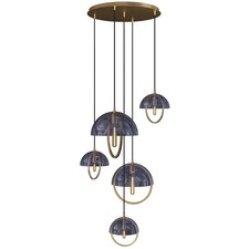 Robert Abbey Mavisten Edition Copernica 5Lt Pendant, Lacquer Brass/Smoke - 589