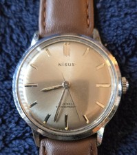 VINTAGE NISUS MECHANICAL 17 JEWEL WATCH NEW LEATHER BAND KEEPS PERFECT TIME