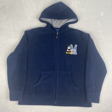 Disney Mickey Mouse Zip Up Sweater Adult Small Blue Hooded Sweatshirt Casual