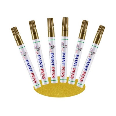 Gold Paint Pens marking pens Permanent Markers - 6 Pack Oil Based Waterproof ...