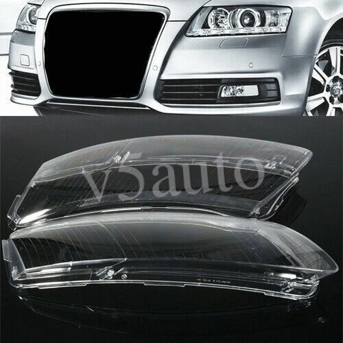 Pair For Audi A6 C6 2006-2011 Clear Front Headlight Lens Cover Lampshade Shell Foto 4 de 4