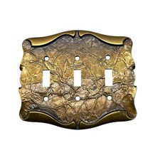 Vintage Amerock Brass Triple Light Switch Cover Plate