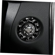 Bling Crystal Car Push Start Button Cover, Shiny Rhinestone Auto Engine Black