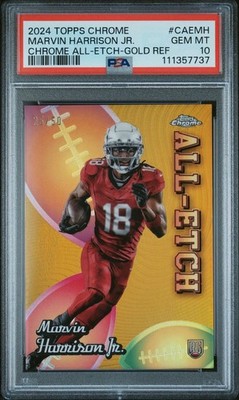 Marvin Harrison Jr 2024 Topps Chrome RC All-Etch Gold Refractor /50 PSA 10