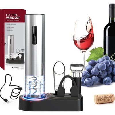 5-in-1 Electric Wine Opener Set Automatic Corkscrew Wine Opener with Foil Cutter