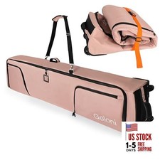 Ski Bag with Wheels,Padded Snowboard Bag for Air Travel,600D 190cm Pink