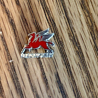 Vintage Magnolia Oil Lapel Pin Mobil Oil Pegasus Bar Clasp Red Flying Horse