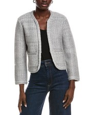Maje Tweed Wool-Blend Cardigan Women's Grey 3