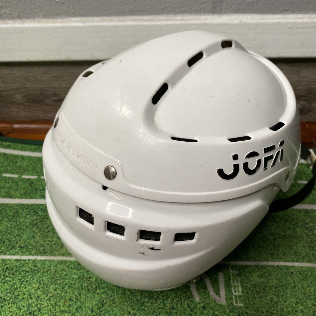 Casque blanc vintage JOFA 390 SR adulte hockey/hurling 6 3/4-7 3/8 avec