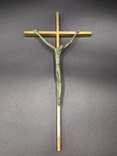 Vintage Mid-Century Modernist Brass & Bronze Wall Crucifix 10" — listing 6