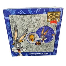 Vintage New Looney Tunes Bugs Bunny Tweety Dinner Set Dishes Cup Bowl Plate Taz