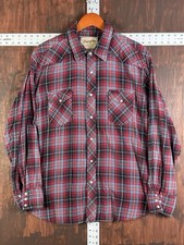 Wrangler Western Ranchers Plaid Tweed Long Sleeve Pearl Snap Shirt Red Men s XL