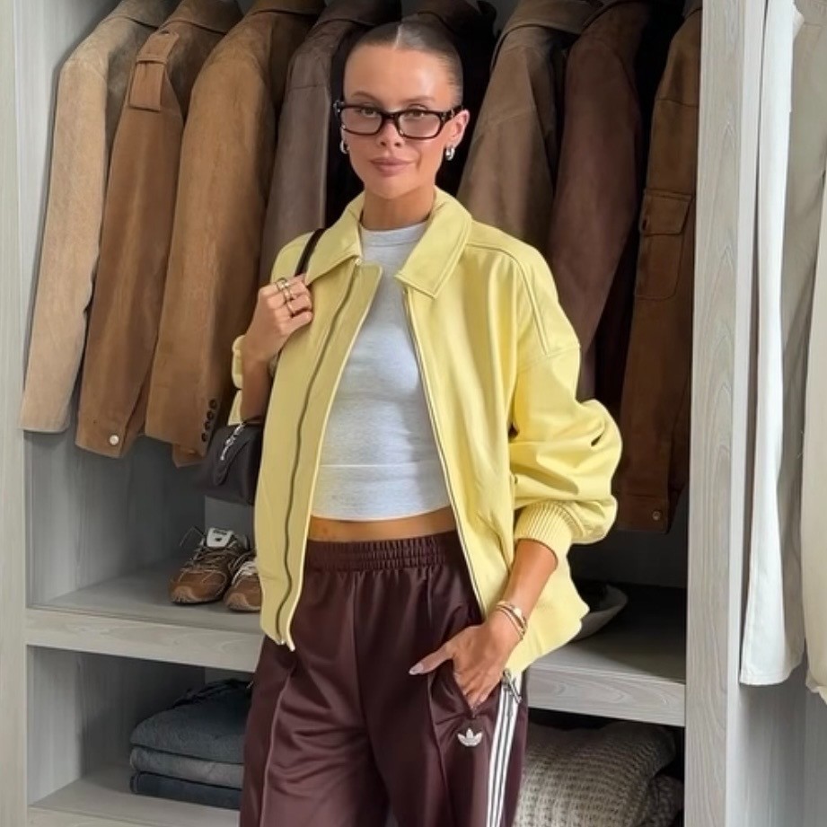 ZARA NEW WOMAN 100% LEATHER BOMBER JACKET GRAPEFRUIT YELLOW SS/26