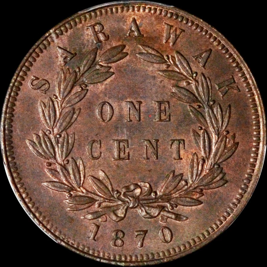 PCGS MS62 1870 Sarawak Charles Brooke 1 centavo Foto 4 de 4