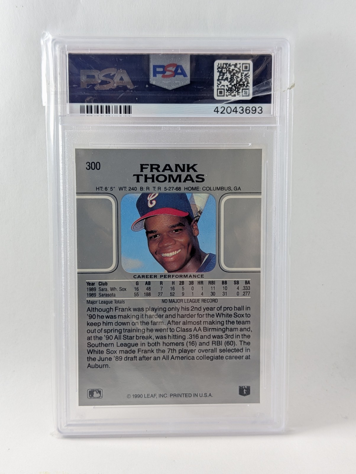 1990 LEAF FRANK THOMAS PSA 8 view 2