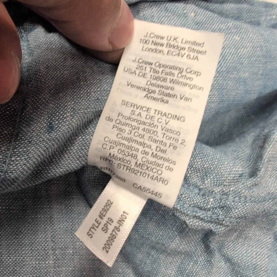 Chemise J.Crew Mercantile M Bleu Chiné Unie 100% Lin Manches Longues - Photo 4/4