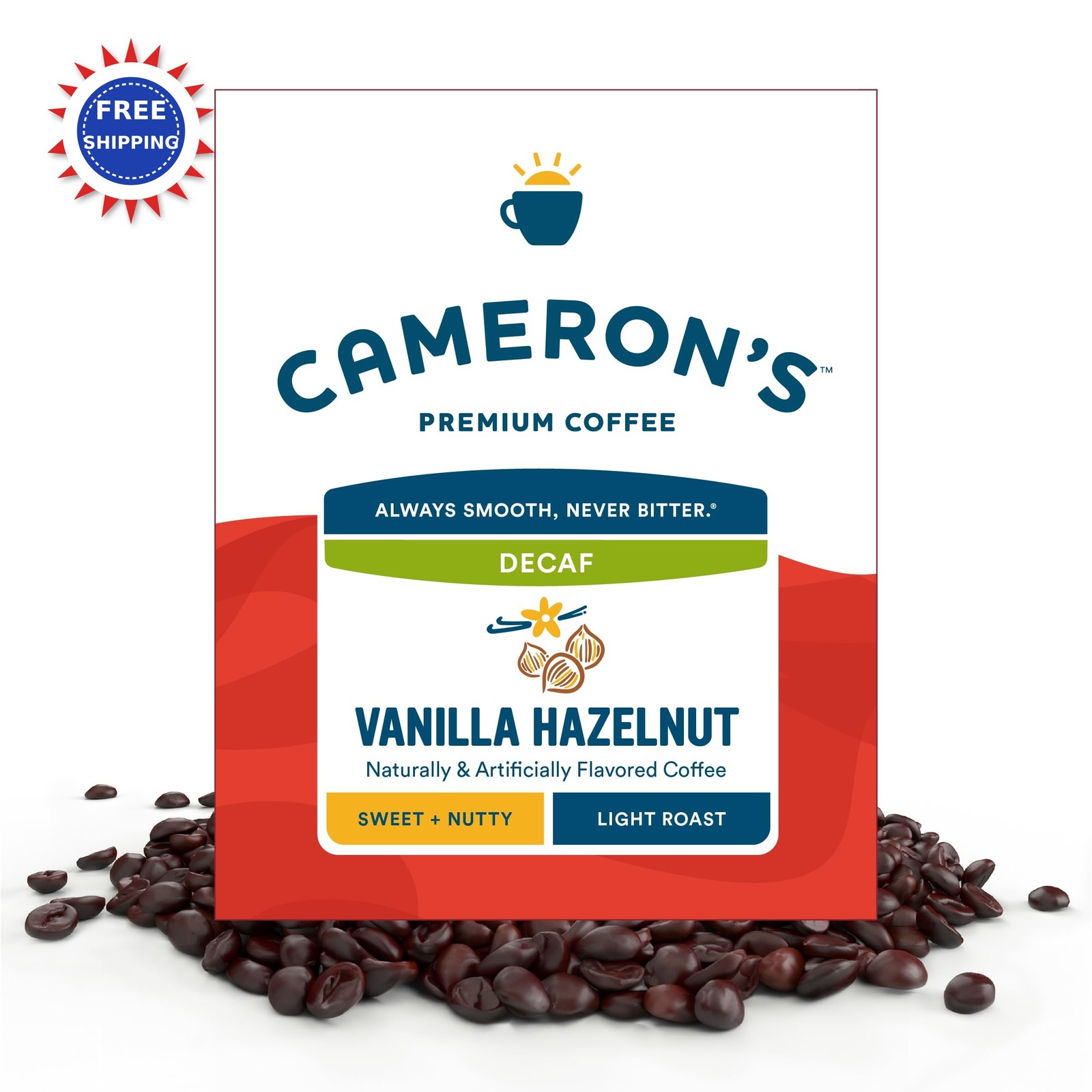 Coffee Roasted Whole Bean Decaf Vanilla Hazelnut 4 Pound Cam
