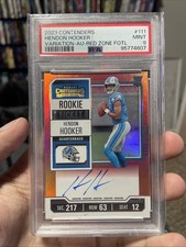 2023 Contenders Rookie Ticket FOTL SSP Red Zone Hendon Hooker On Card Auto PSA 9. rookie card picture