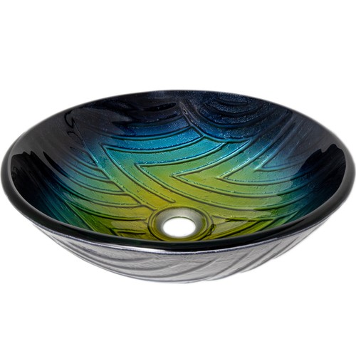 Miseno MVS-TIG-8123-NODRAIN Miscela 16-1/2" Circular Glass Vessel - Blue - Picture 3 of 3
