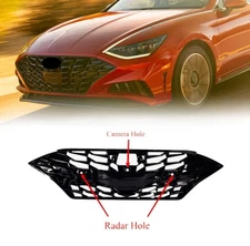Grille Grill W/Camera Hole For 2020-2023 Hyundai Sonata 863A0L0760 Gloss Black