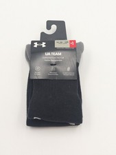 1 Pair Under Armour UA Team Youth Kids Sz 10.5-13K Cushioned Over Calf Socks Blk