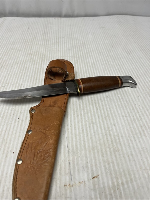 Vintage Fixed Blade Knife w/Leather Sheath Germany