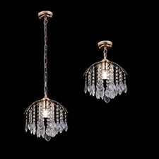 Flush Mount Pendant Light – Crystal Ceiling Lamp, Gold Finish, E27