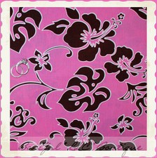 BonEful Fabric FQ Cotton Quilt Pink Brown Hawaiian Island Hibiscus Flower Scenic