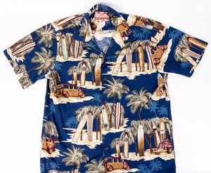 RJC-Hawaiian-Shirt-Surfboards-and-Wood-Panel-Vans-Mens-Size-M