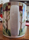 Country Home Mugs (pair) 8 oz. Stoneware Barn Thomson Pottery White Red Green ! — photo 8