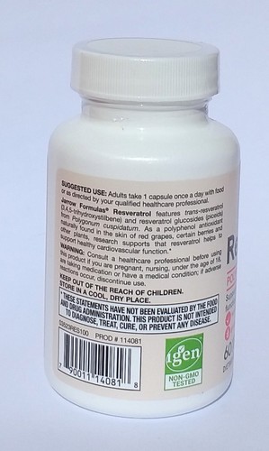 Jarrow Formulas Resveratrol, 100 mg, 60 cápsulas vegetales - Imagen 2 de 3