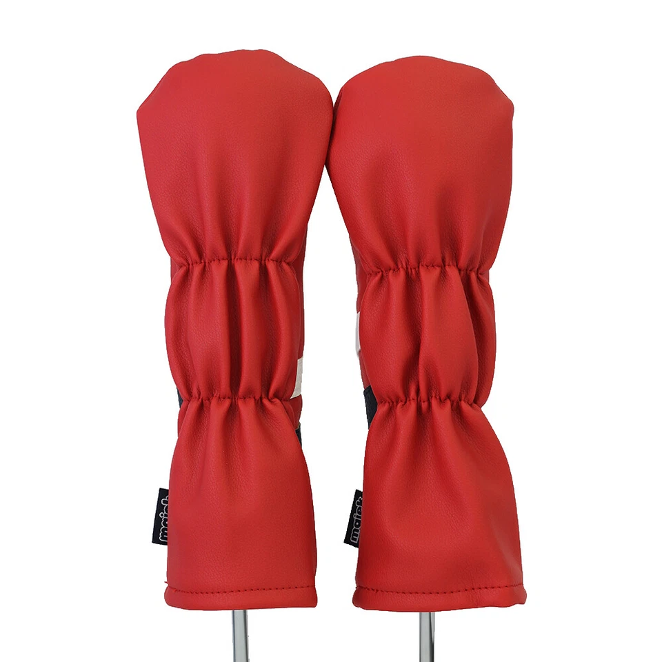 Majek Retro Golf #3 & 5 Fairway Wood Headcover Red White Blue Leather Style - Image 3 of 4