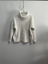 Hollister White Knitted Turtle Neck Oversize Sweater Sz S
