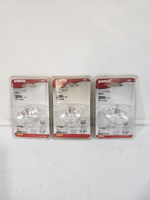 Lot of 3 Satco S3461 20MR16 Flood 36° 2-Pin Bi-Pin Light Bulb | eBay