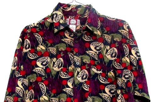 Vintage CHIAMARE Hawaiian Shirt, Rayon,Tropical Fruit, Cherries, Small, Vacation