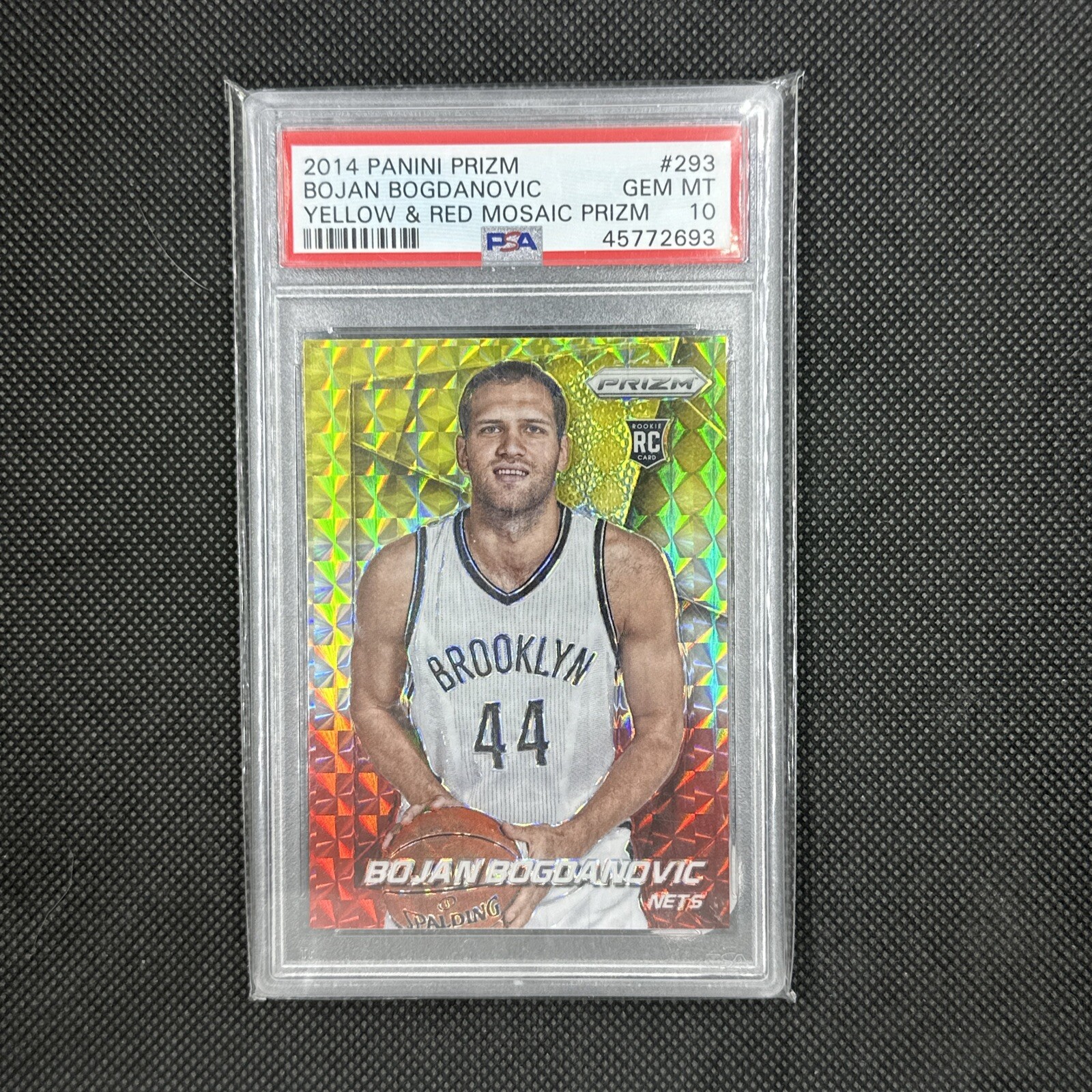 2014 Panini Prizm Yellow Red Mosaic Prizms Bojan Bogdanovic #293 Rookie PSA 10