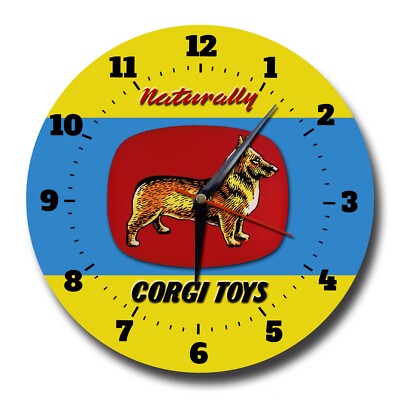 NATÜRLICH CORGI 250 MM/10'' DURCHMESSER METALL WANDUHR.