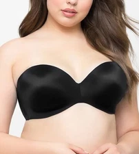 CURVY COUTURE Black Hue Smooth Strapless Multi-Way Bra, US 34G, UK 34F, NWOT